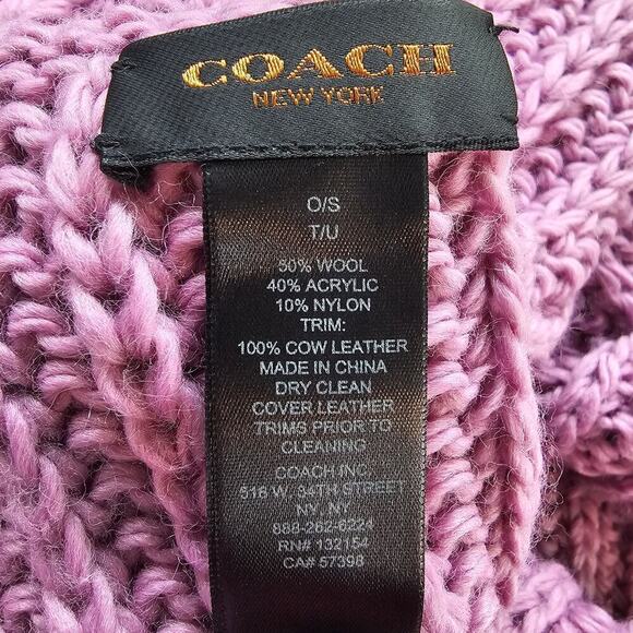 Coach Knit Scarf 29" x 16" Purple Wool Infinity Loop Chunky Y2K Soft Warm - Picture 10 of 10